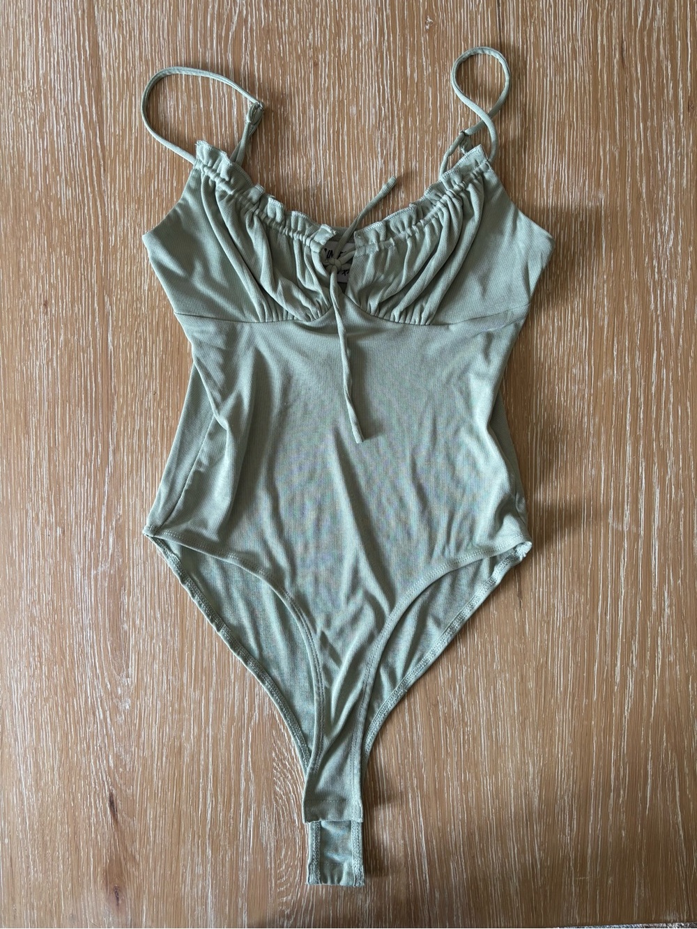 Princess Polly Sage Green Ruched Bust Bodysuit